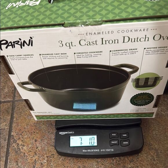 Parini 3 Qt Cast Iron Dutch Oven Green Black Enameled Nonstick Durable Cookware - Picture 15 of 15